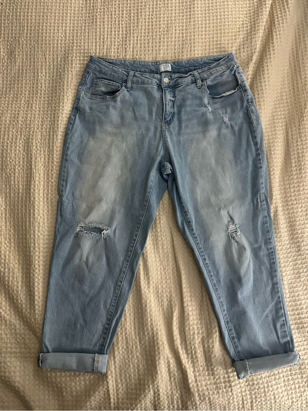 Time and Tru Light Blue Distressed Boyfriend Jeans